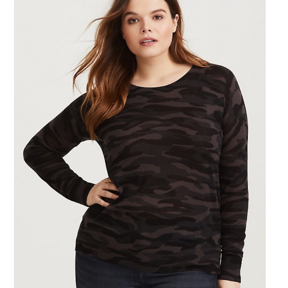 Black and gray camo knit Torrid sweater